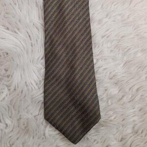 Lancel Paris Made in France Men's Tie -  Gold and Blue Stripe - 100% Silk